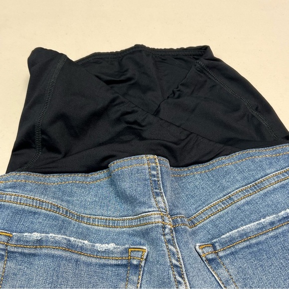 Isabel Maternity Super Stretch Blue Denim Midi Short Size 2 - Picture 6 of 8